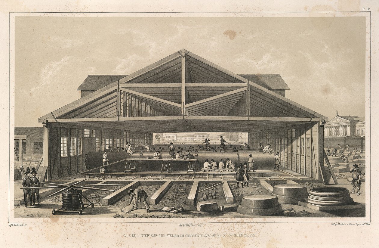 Stone Masons Workshop Fra: The Construction of the Saint Isaacs Cathedral, 1845 av Auguste de Montferrand