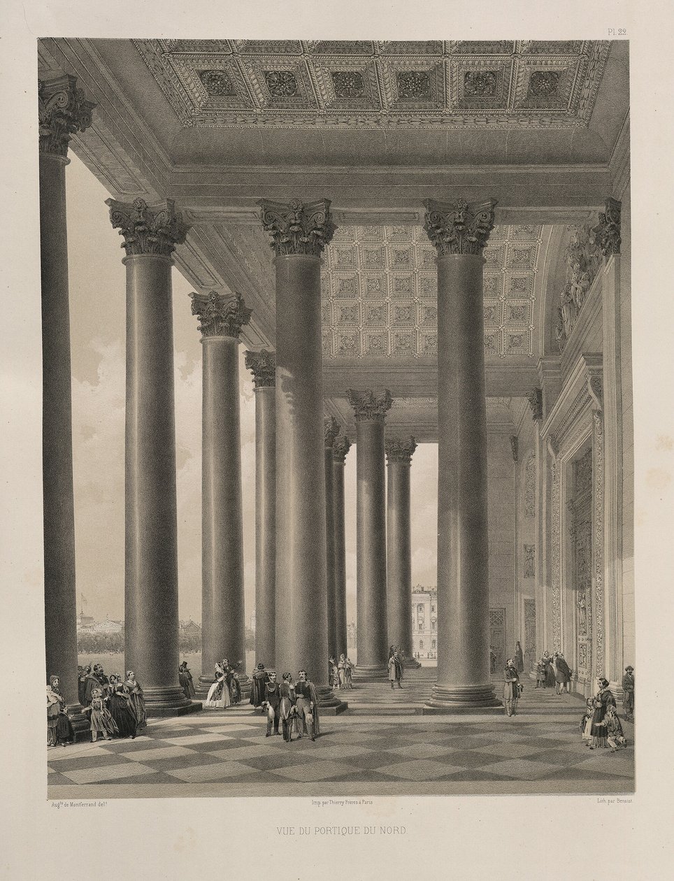 Nordportalen til Saint Isaacs Cathedral Fra: The Construction of the Saint Isaacs Cathedral, 1845 av Auguste de Montferrand