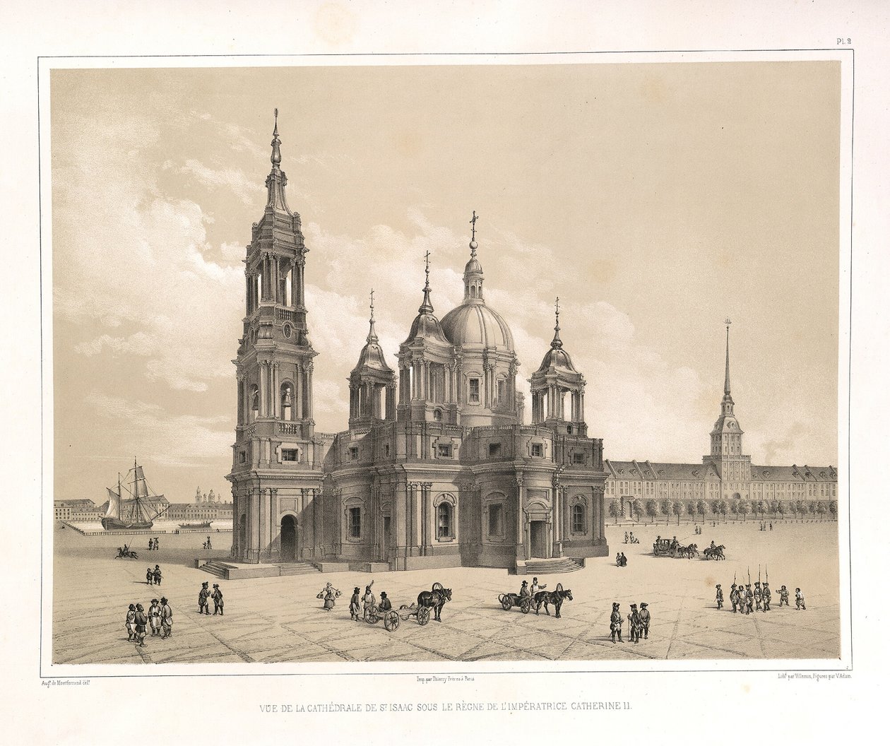 Utsikt over Saint Isaacs-katedralen på Katarina IIs tid Fra: Byggingen av Saint Isaacs-katedralen, 1845 av Auguste de Montferrand