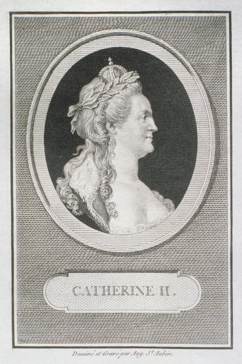 Katarina II (1729-96) av Augustin de Saint Aubin