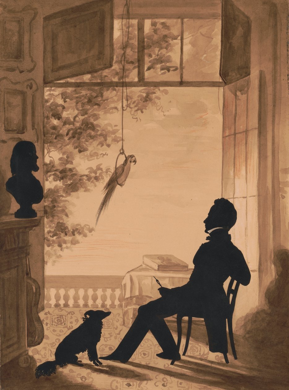 Silhuettprofil av kunstneren Charles Fenderich, 1841 (utklippspapir på sepiavask) av Augustin Amant Constant Fidele Edouart