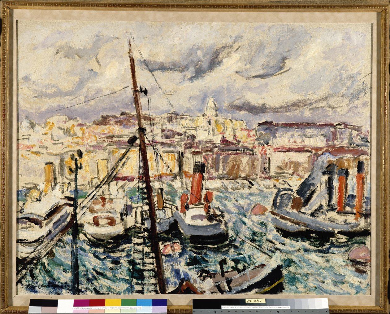 Taubåter i havnen i Marseille (maleri) av Augustin Carrera