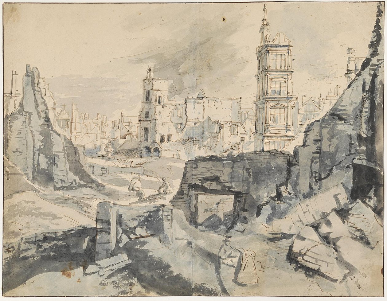 Brussel etter bombingen i 1695 av Augustin Coppens