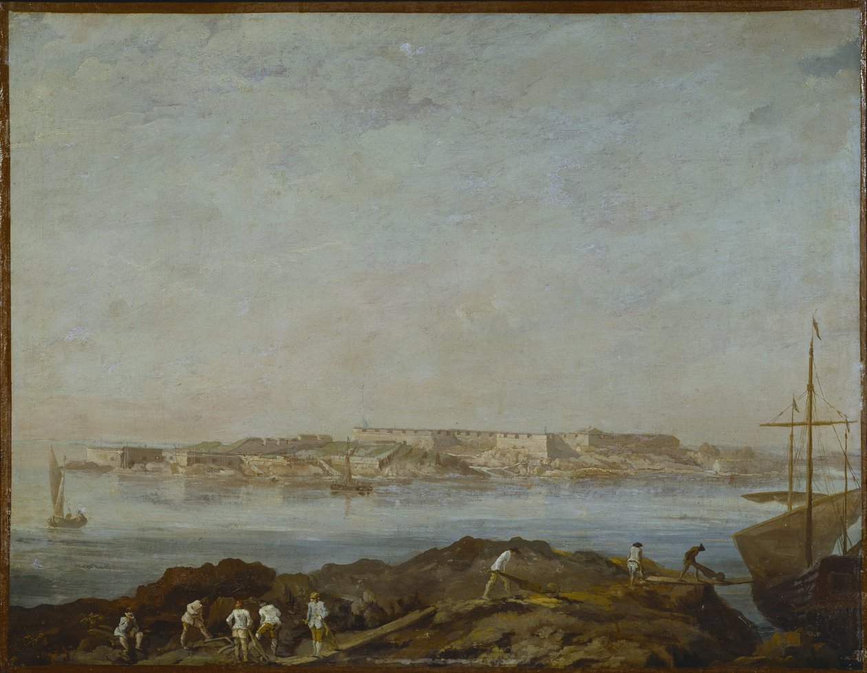 Vue de Sveaborg (ou Suomenlinna, Viapori) (Finland) - Utsikt over Sveaborg, av Ehrensvard, Augustin (1710-1772). Olje på lerret. Mål: 54x69,5 cm. Nasjonalmuseet Stockholm av Augustin Ehrensvard