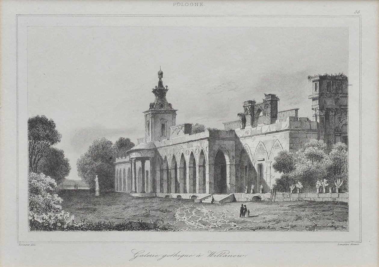 Utsikt over det gotiske galleriet i Wilanów-palasset, 1840 av Augustin François Lemaiand#770tre
