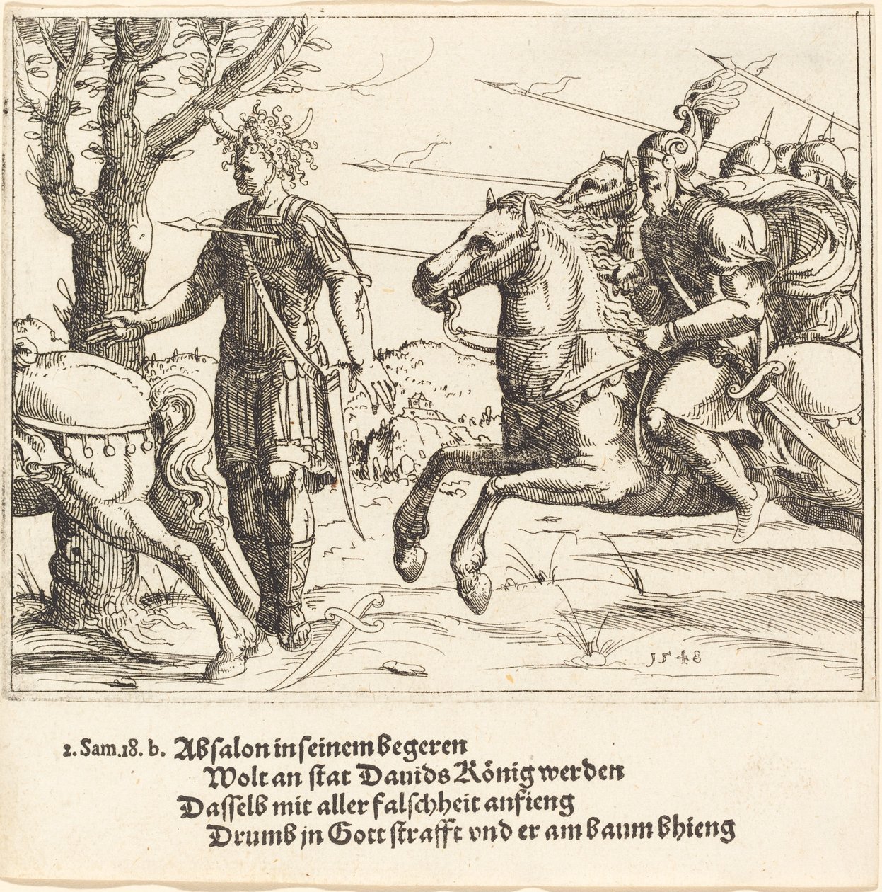 Absalom drept av Joab, 1548. av Augustin Hirschvogel
