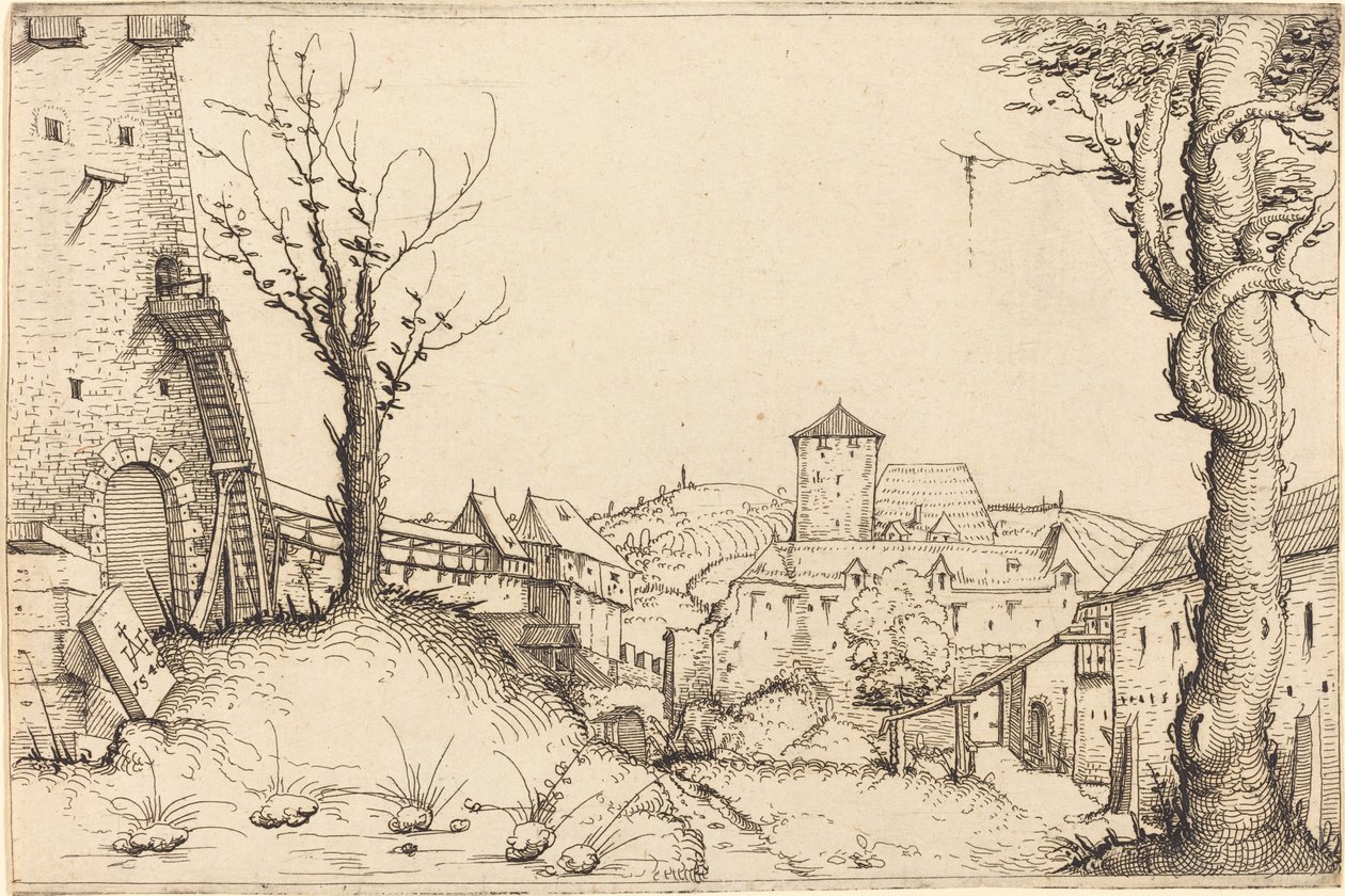 Gårdsplassen til et slott, 1546. av Augustin Hirschvogel