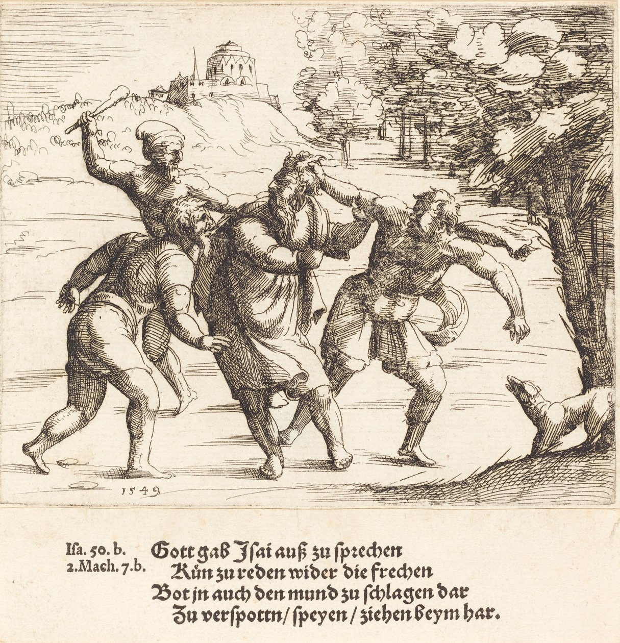 Jesaja aksepterer hån på grunn av sin tro, 1549. av Augustin Hirschvogel