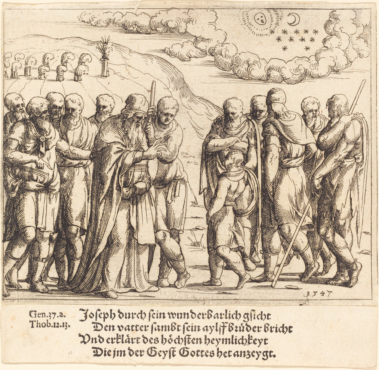Joseph forteller om sine drømmer, 1547. av Augustin Hirschvogel