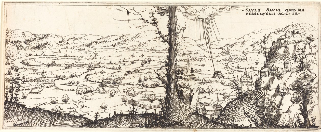 Landskap med omvendelsen av Saint Paul av Augustin Hirschvogel