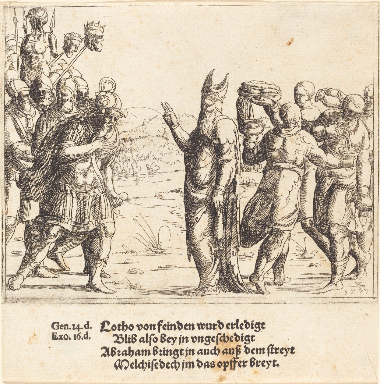 Melkisedek med brød og vin, 1547. av Augustin Hirschvogel