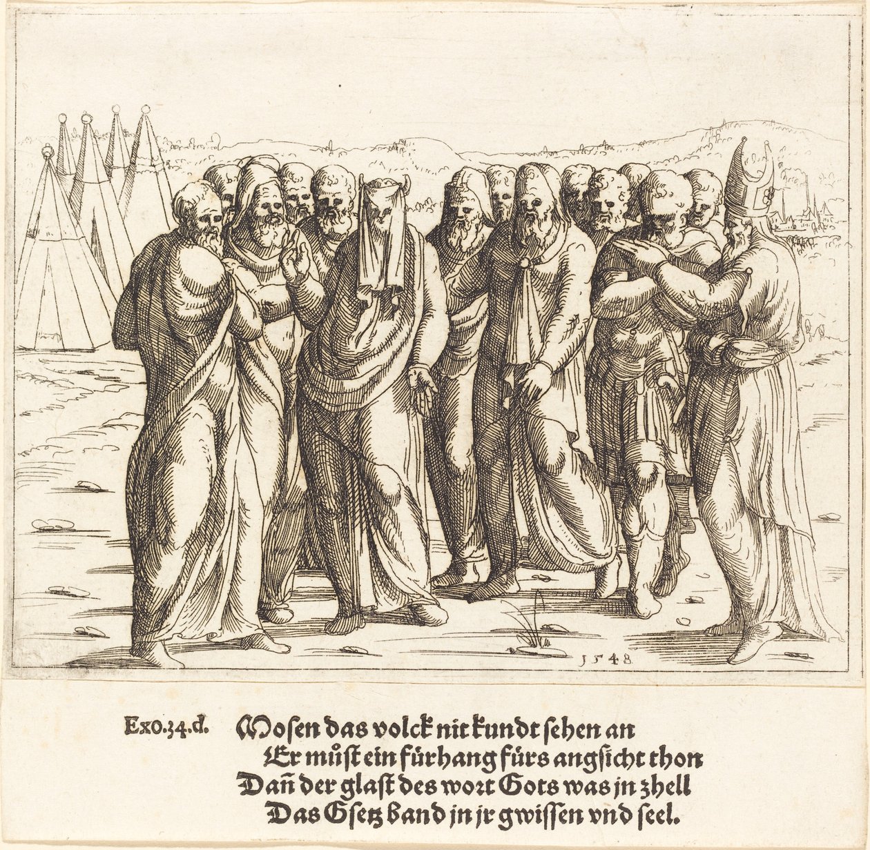 Moses taler til Israels barn, 1548. av Augustin Hirschvogel