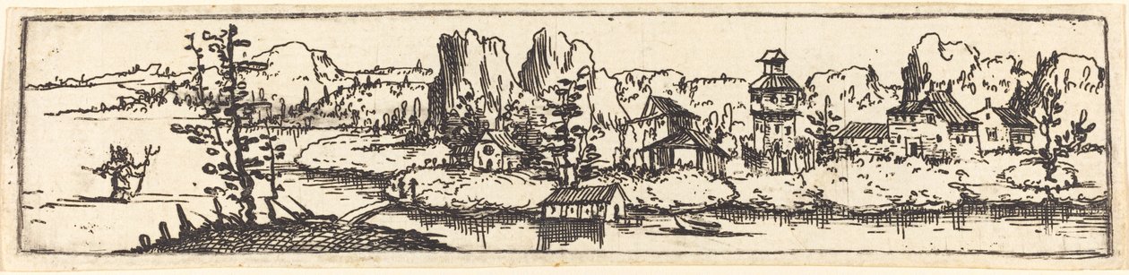 Elvelandskap med Saint Christopher av Augustin Hirschvogel