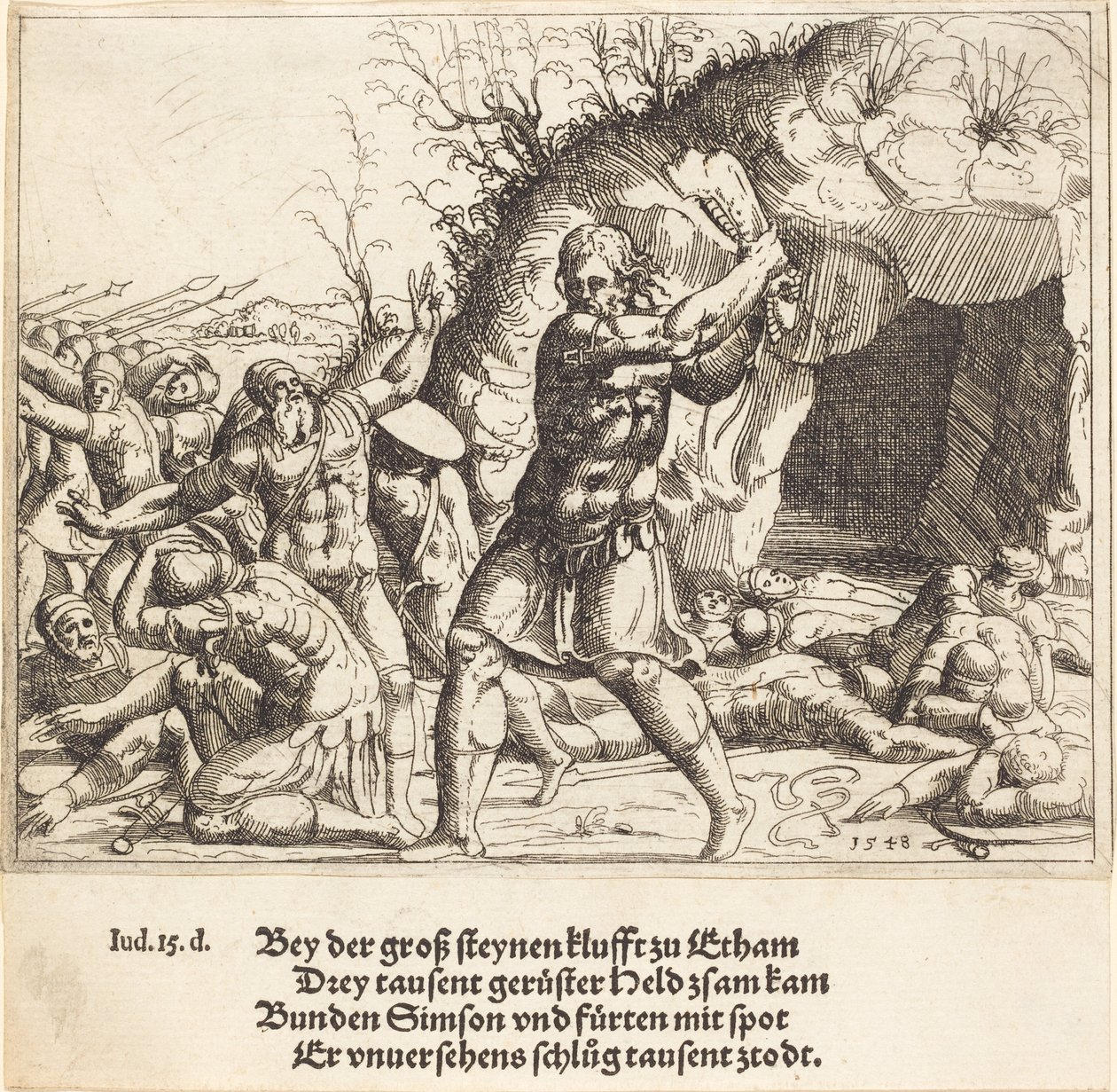 Samson dreper filistrene, 1548. av Augustin Hirschvogel