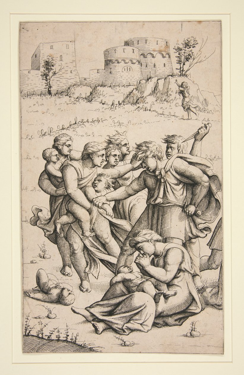 The Massacre of the Innocents (midtark fra serie med 3 ark) av Augustin Hirschvogel
