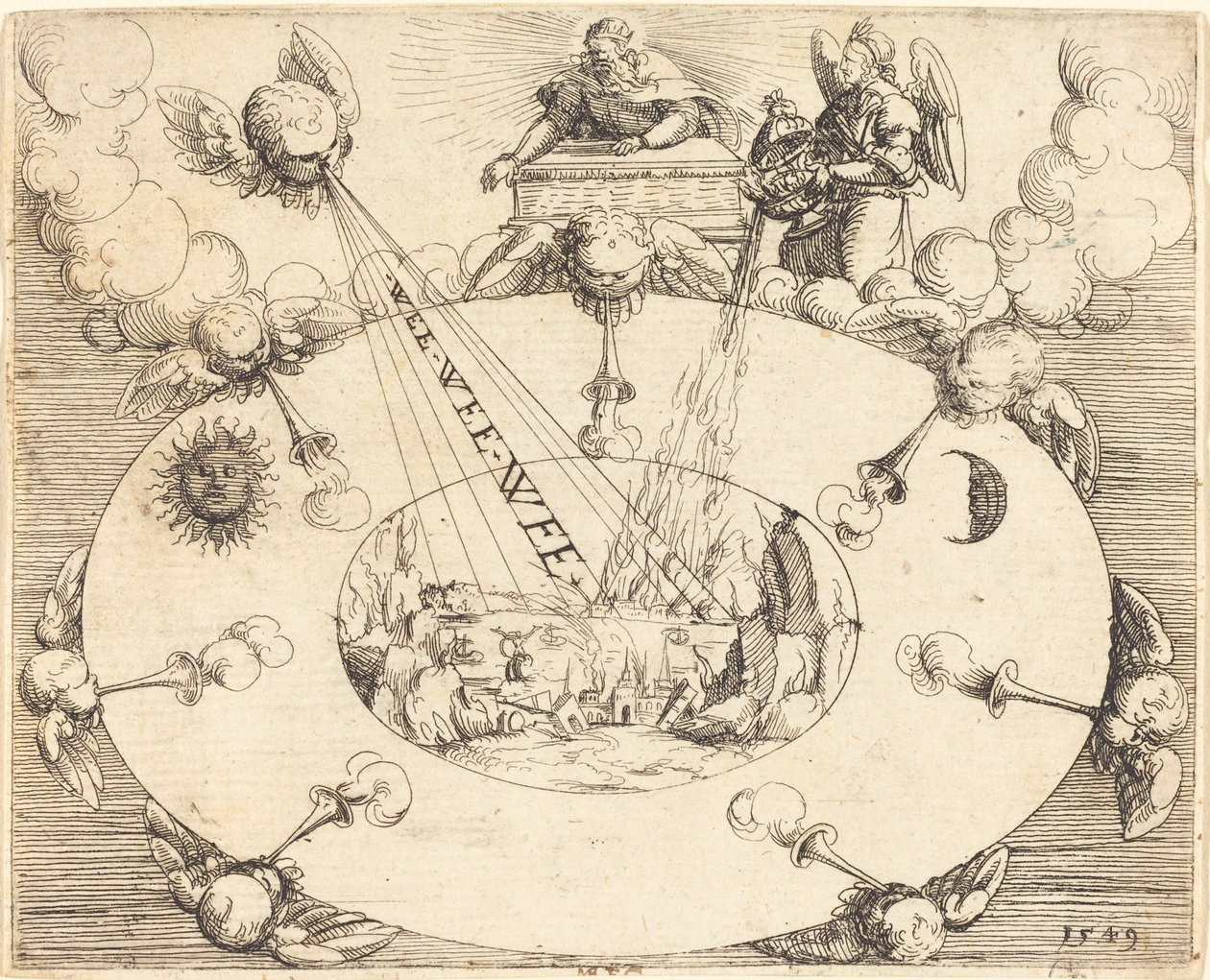 Åpningen av det syvende seglet, 1549. av Augustin Hirschvogel