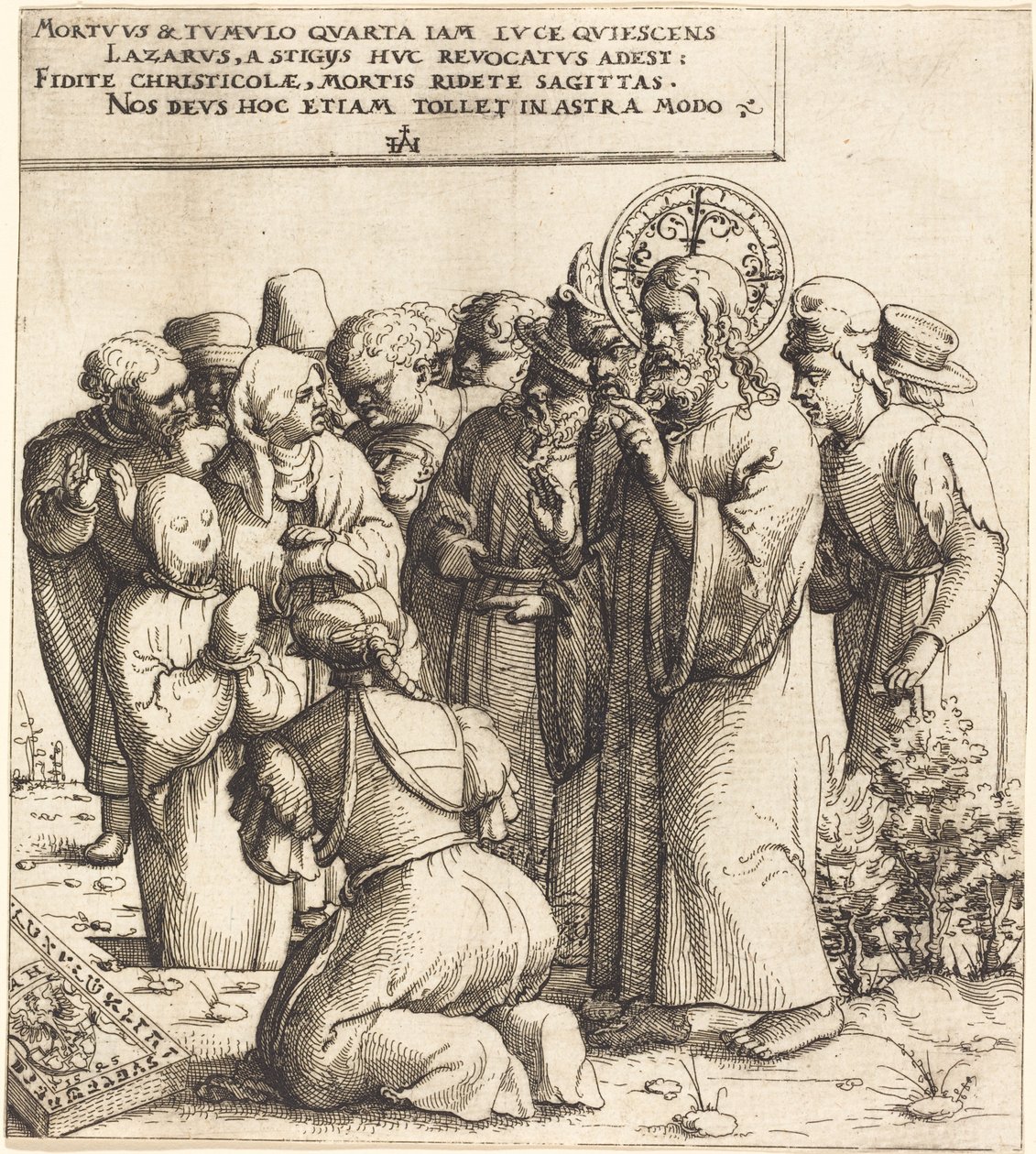 The Raising of Lasarus, 1545. av Augustin Hirschvogel