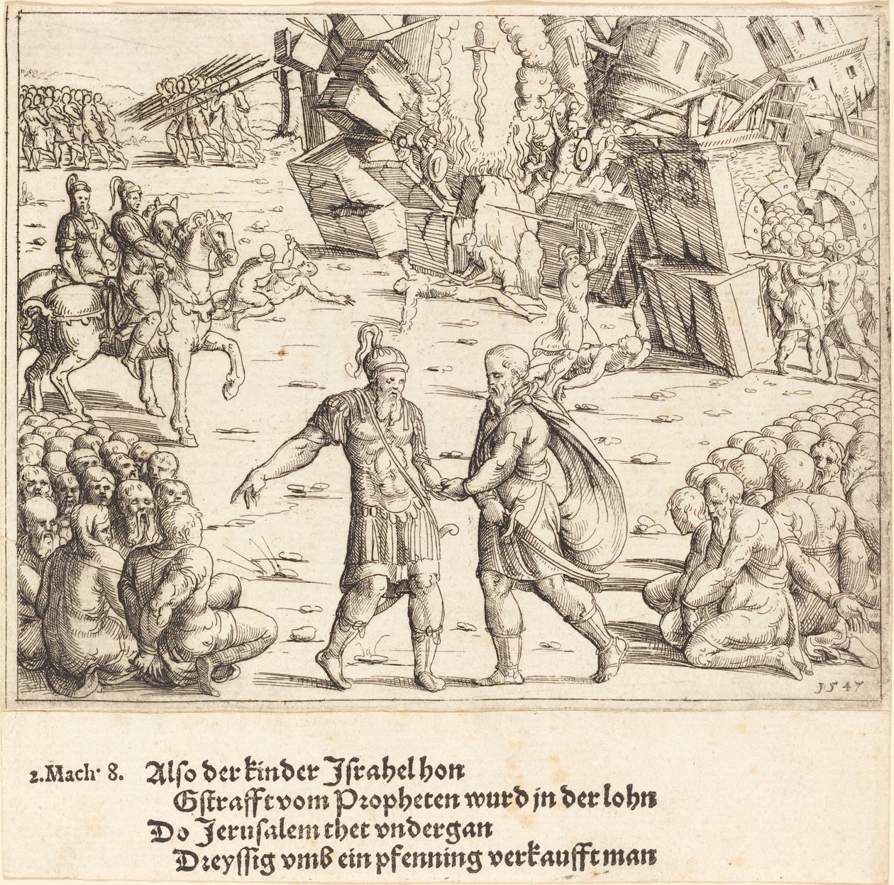 Judas Maccabeus' seier over Niccanor av Augustin Hirschvogel