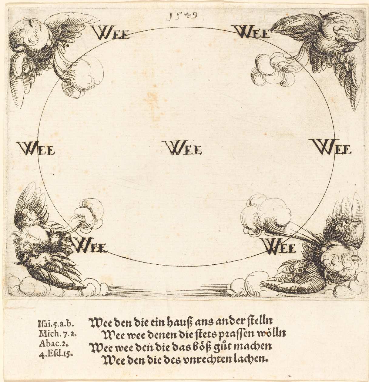 Ve er uttalt over de skriftlærde og fariseerne, 1549. av Augustin Hirschvogel