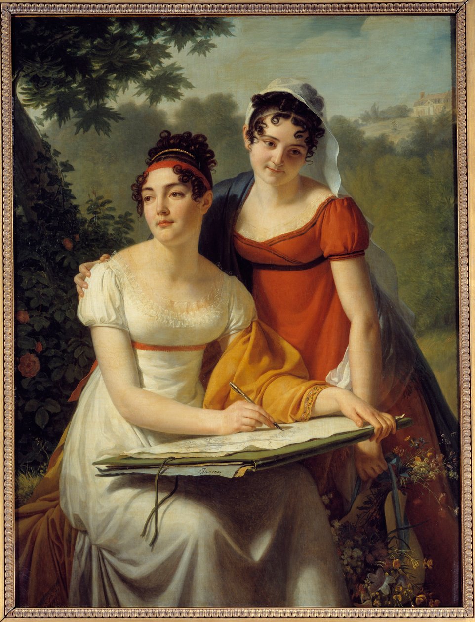 Portrett av damene Duval. Maleri av Jacques Augustin Catherine (Jacques-Augustin-Catherine) Pajou (1766-1828) av Augustin Pajou