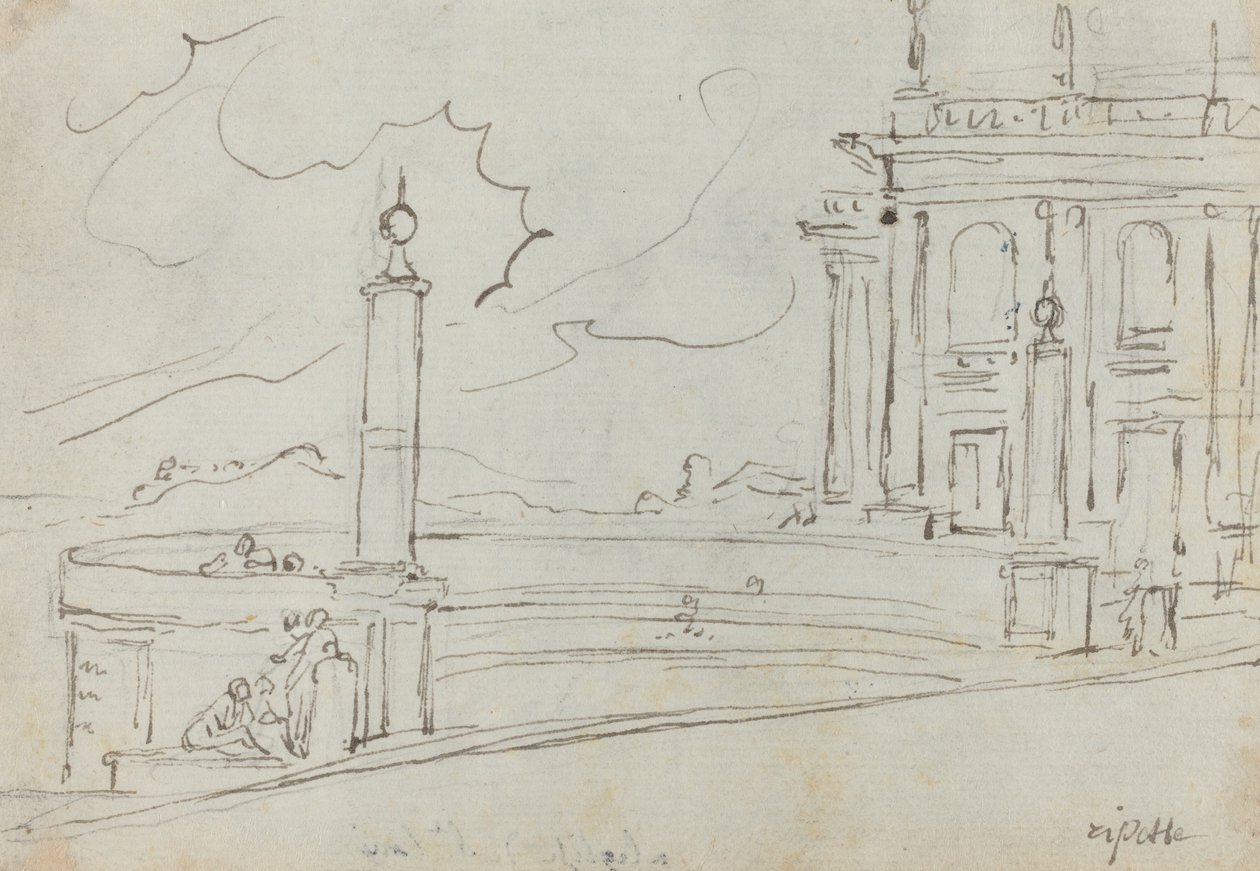 Ripettaen i Roma [verso] av Augustin Pajou
