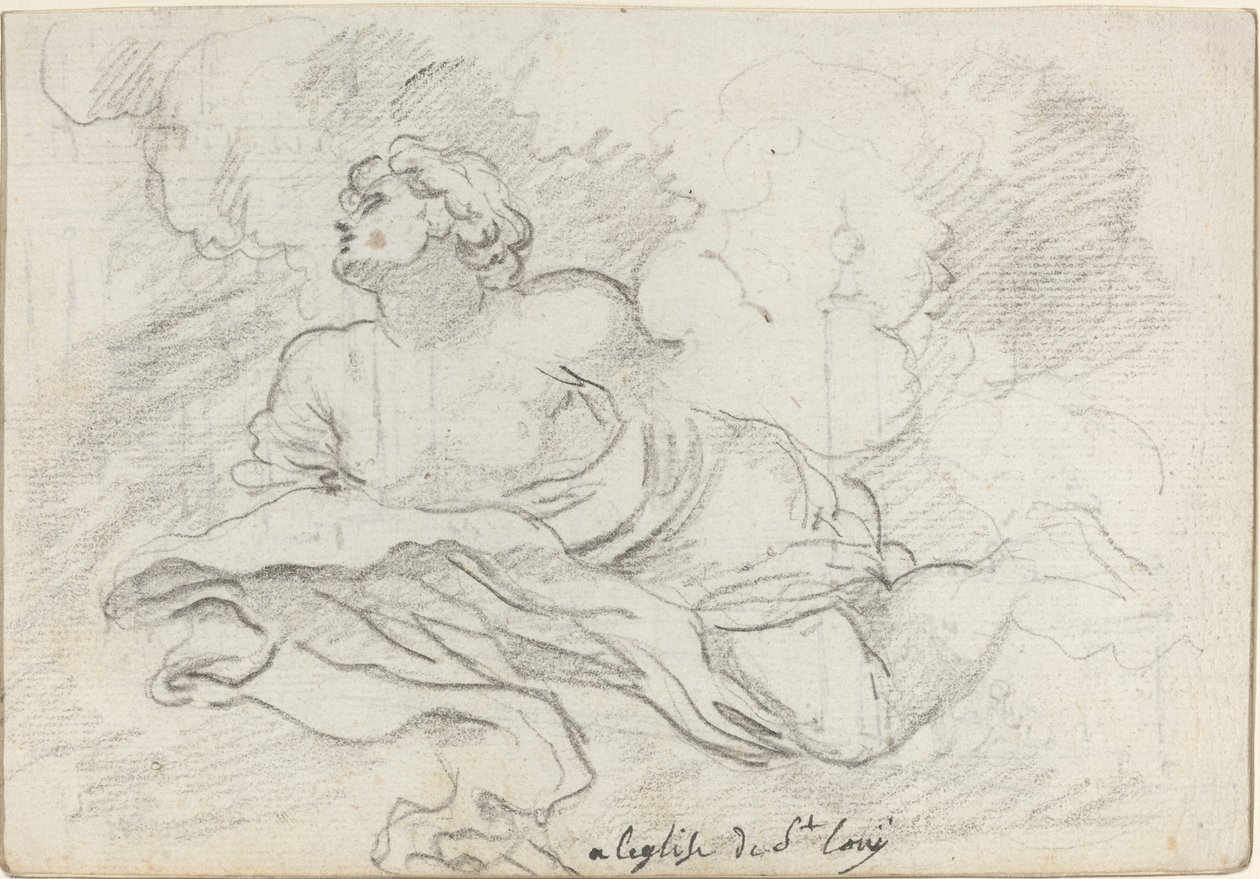 Angel from the Assumption [recto] av Augustin Pajou after Charles Mellin