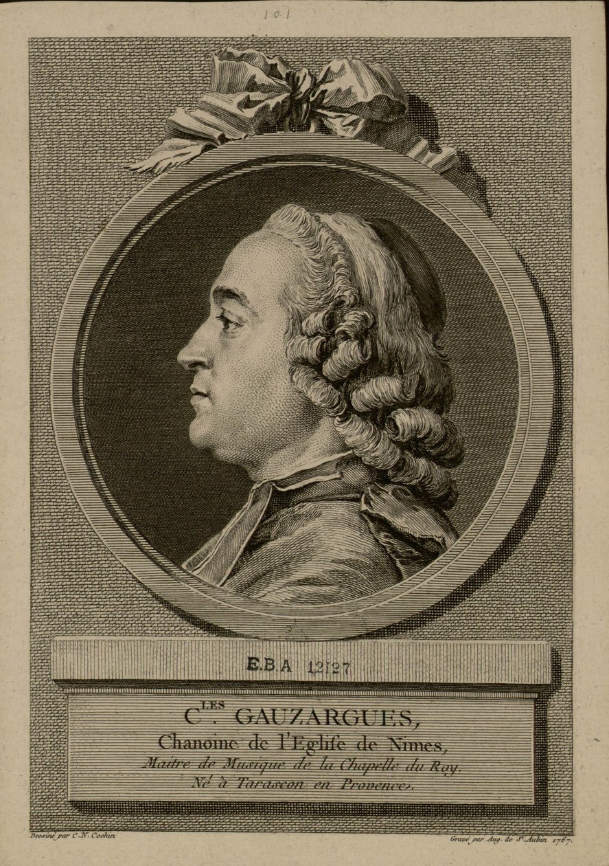 Portrett av Charles Gauzargues 1725-1799, 1767. av Augustin Saint Aubin de