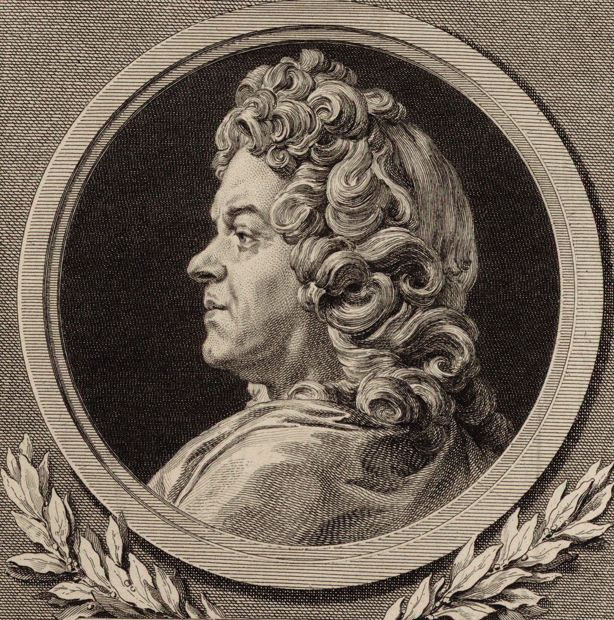 Portrett av komponisten Jean-Baptiste Lully 1632-1687, 1770. av Augustin Saint Aubin de
