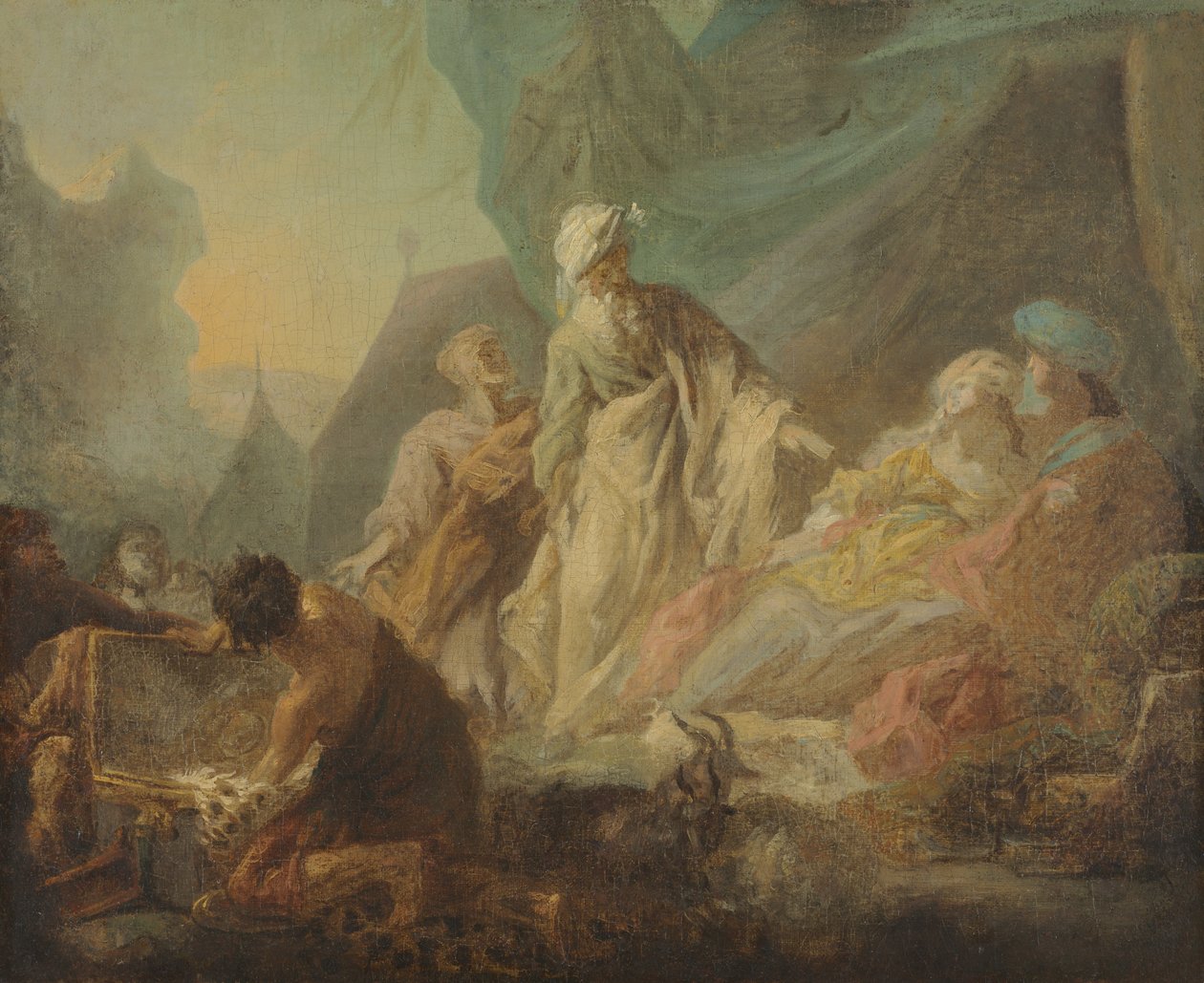 Laban leter etter sine stjålne guder av Augustin de Saint-Aubin