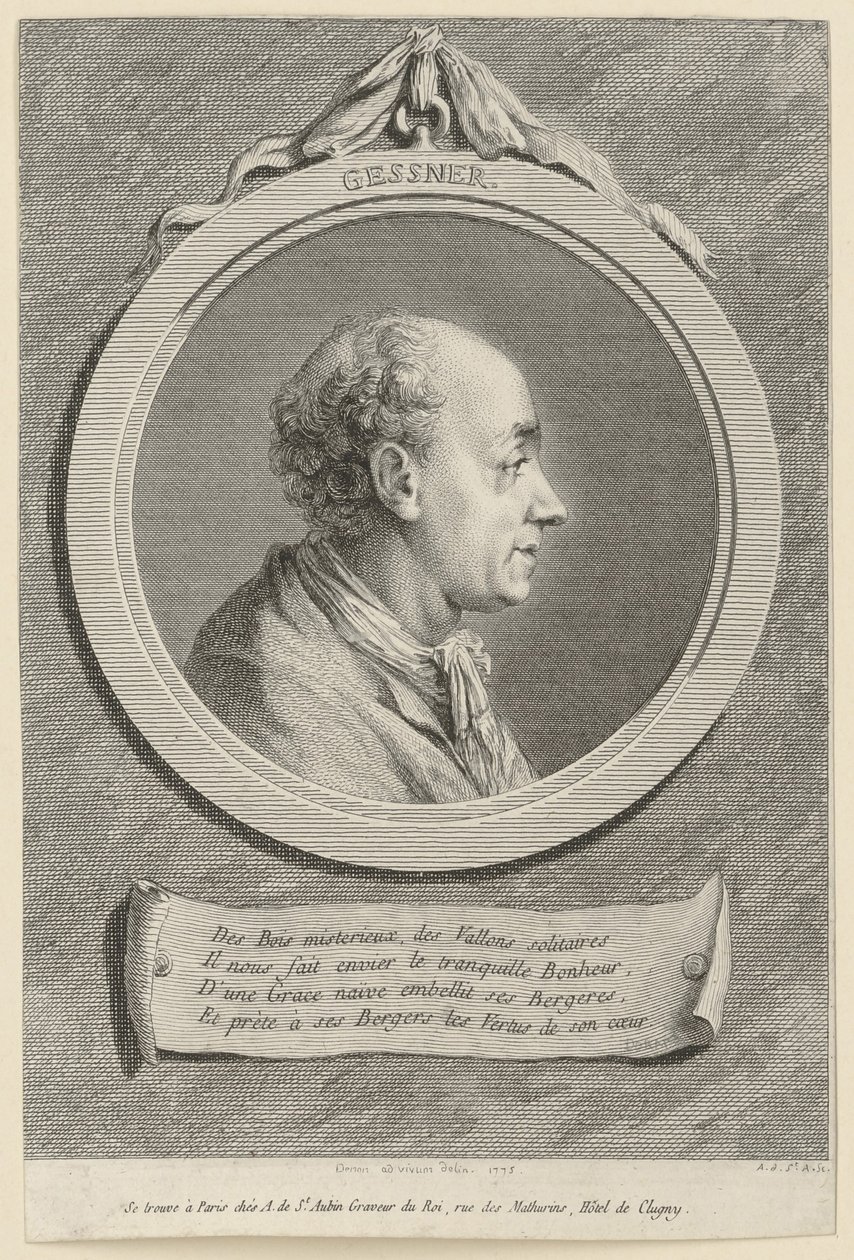 Portrett av Salomon Gessner av Augustin de Saint-Aubin