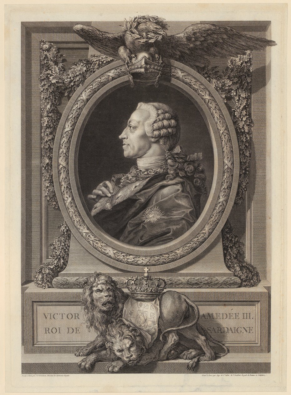 Portrett av Viktor Amadeus III, konge av Sardinia av Augustin de Saint-Aubin