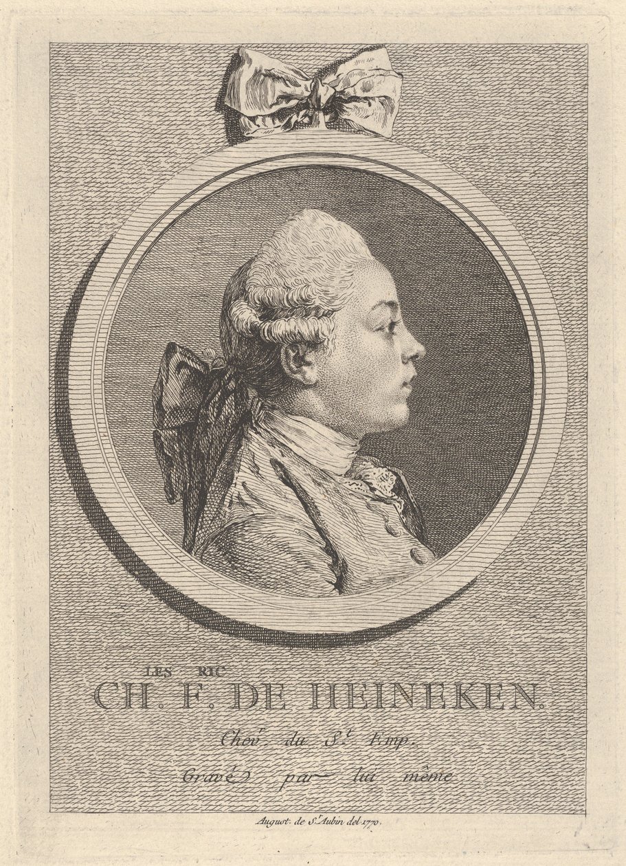 Portrett av Charles-Frédéric de Heinecken av Augustin de Saint-Aubin