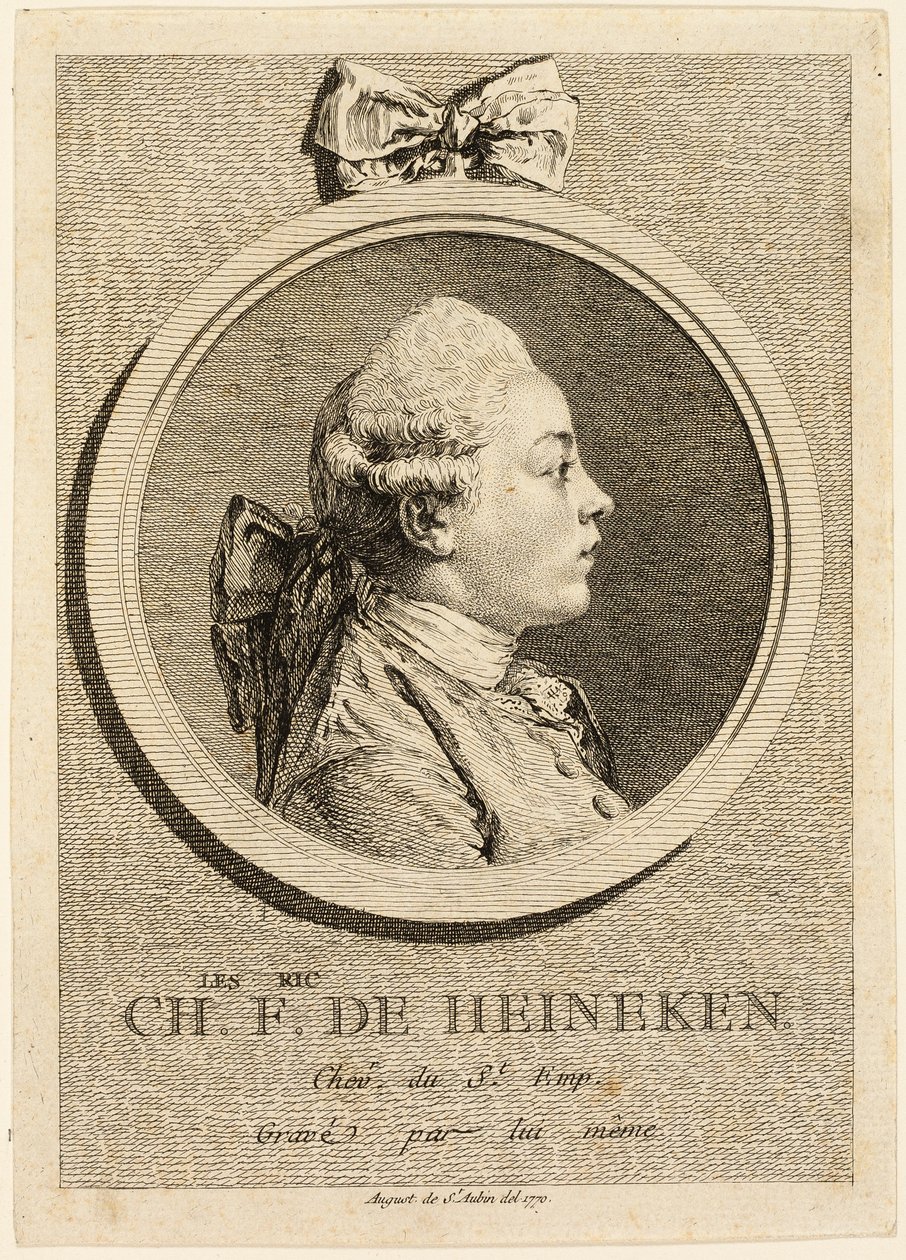 Portrett av Charles Frederick de Heincken av Augustin de Saint-Aubin