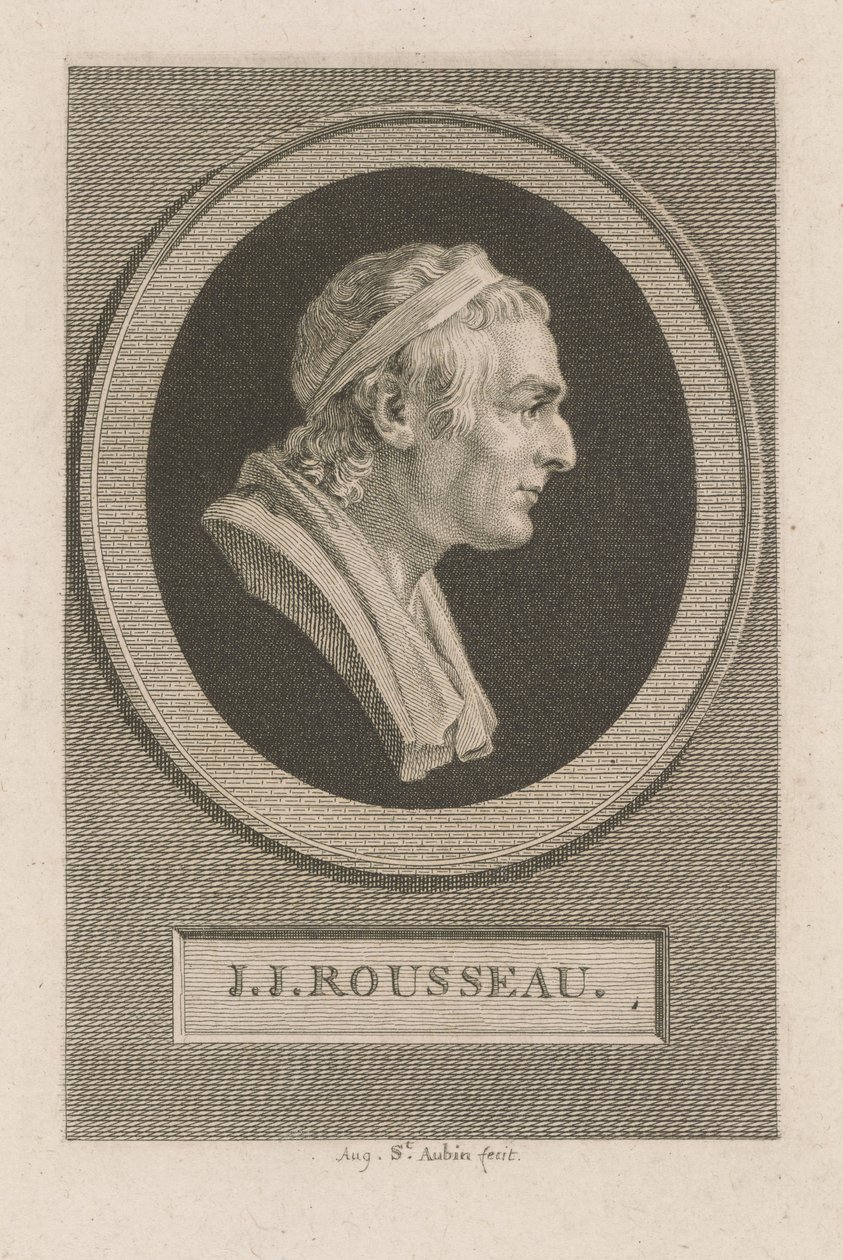 Portrett av J. J. Rousseau av Augustin de Saint-Aubin