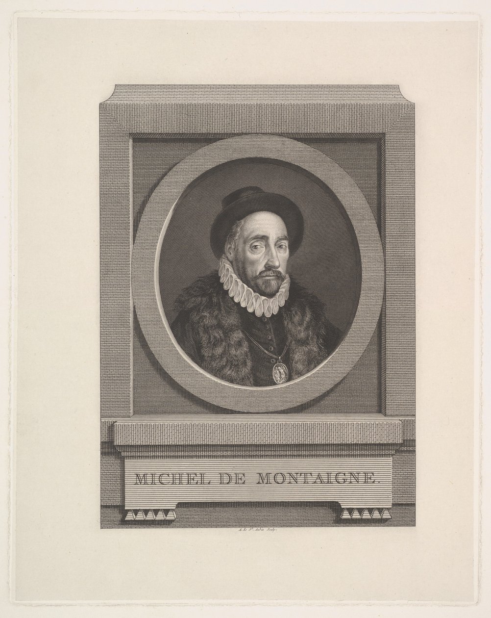 Portrett av Michel de Montaigne av Augustin de Saint-Aubin