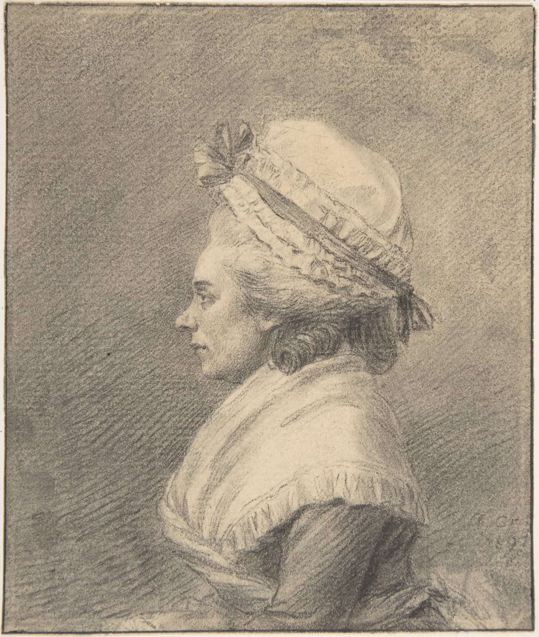 Profil av en dame med kyse av Augustin de Saint-Aubin