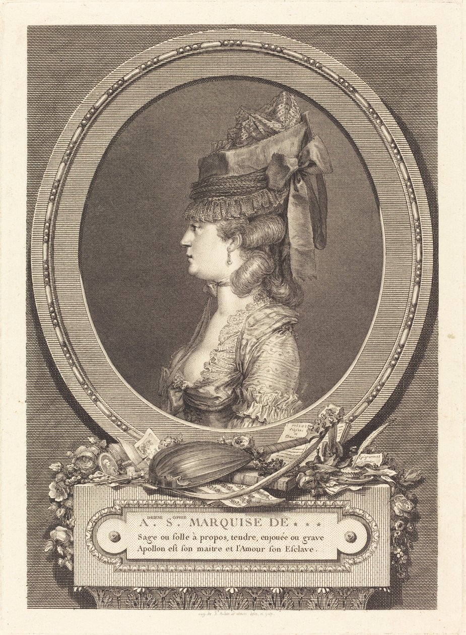 Adrienne Sophie Marquise fra *** av Augustin de Saint Aubin