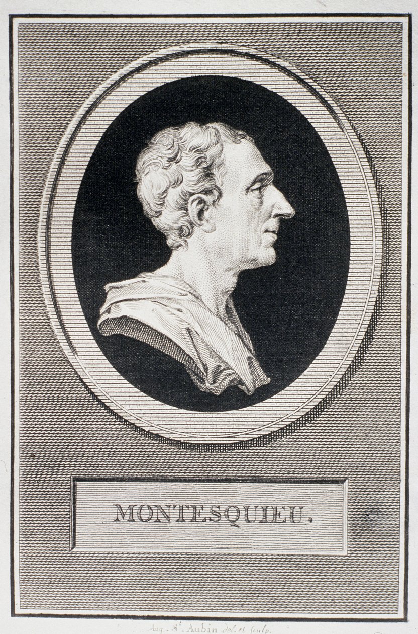 Charles Louis de Secondat, Baron de Montesquieu (1689-1755) (gravering) av Augustin de Saint Aubin