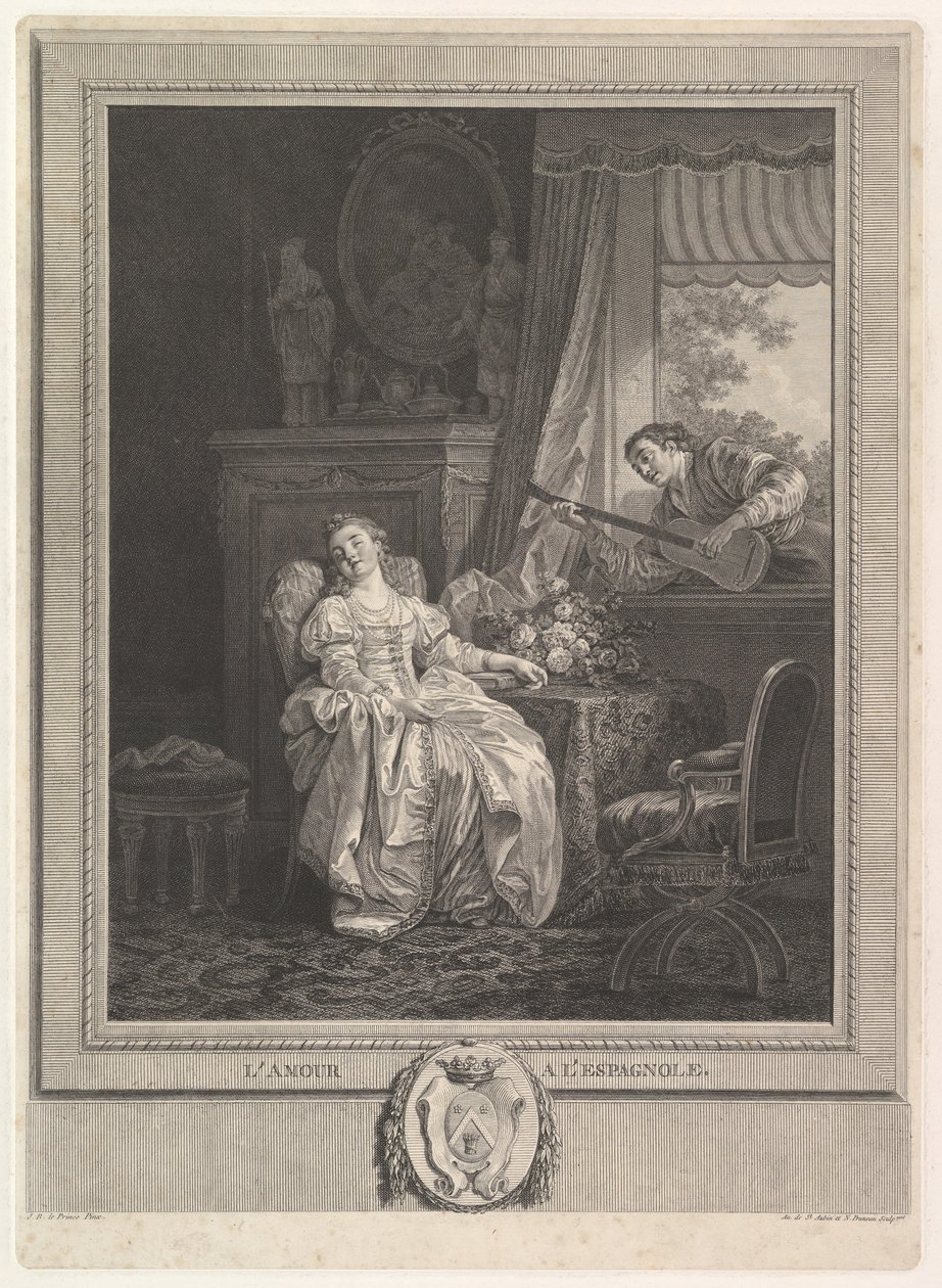 Elsker en L'Espagnole, ca. 1780 av Augustin de Saint Aubin
