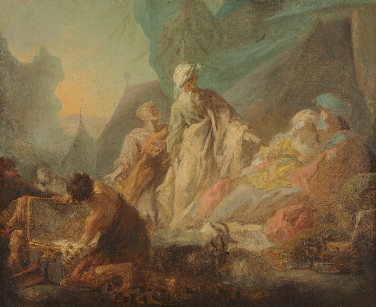 Laban søker etter sine stjålne guder, 1753. av Augustin de Saint Aubin