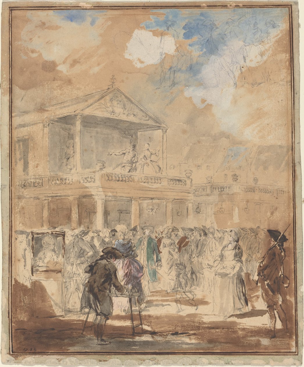 Parade (en teaterprosesjon i Paris) av Augustin de Saint Aubin