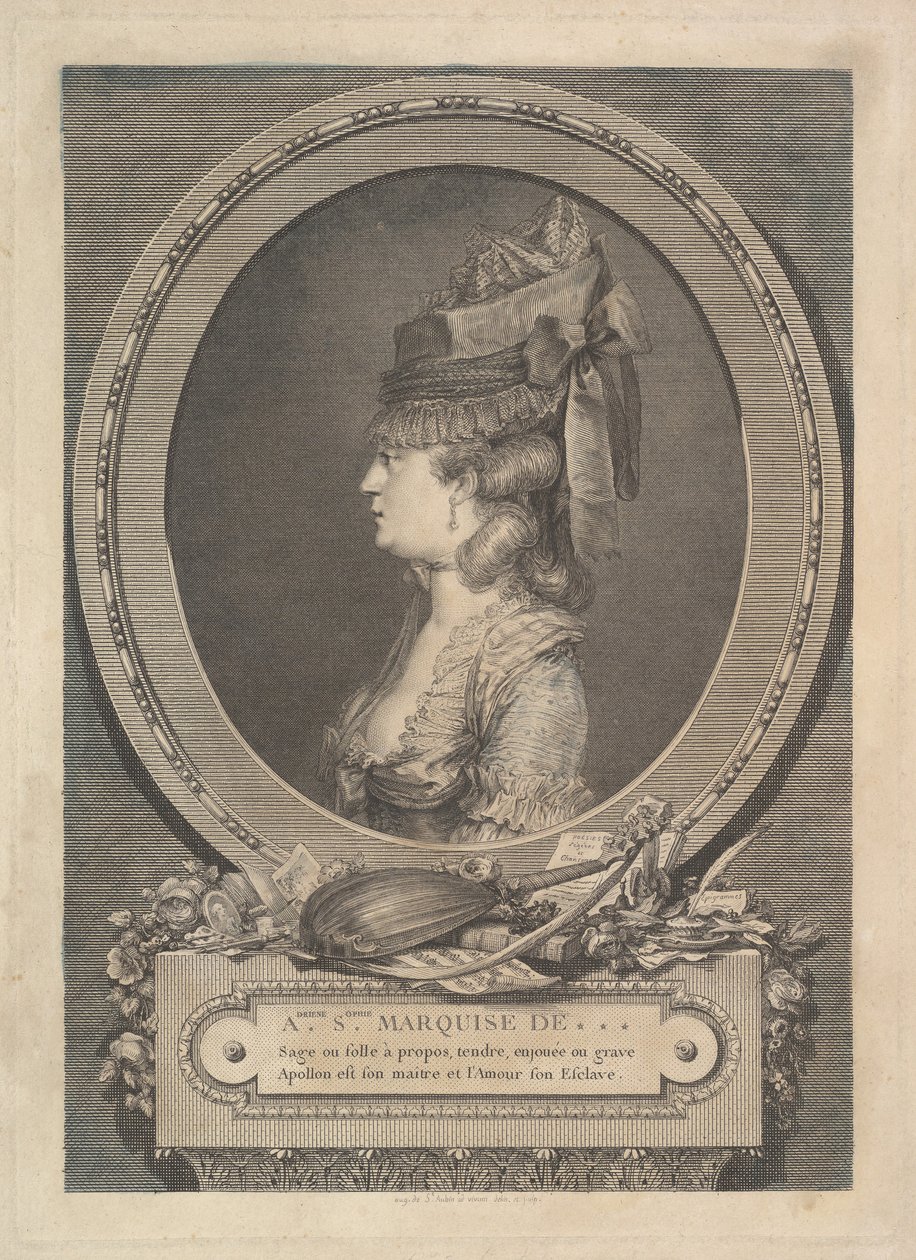 Portrett av Adrienne-Sophie Marquise de ***, 1779. av Augustin de Saint Aubin