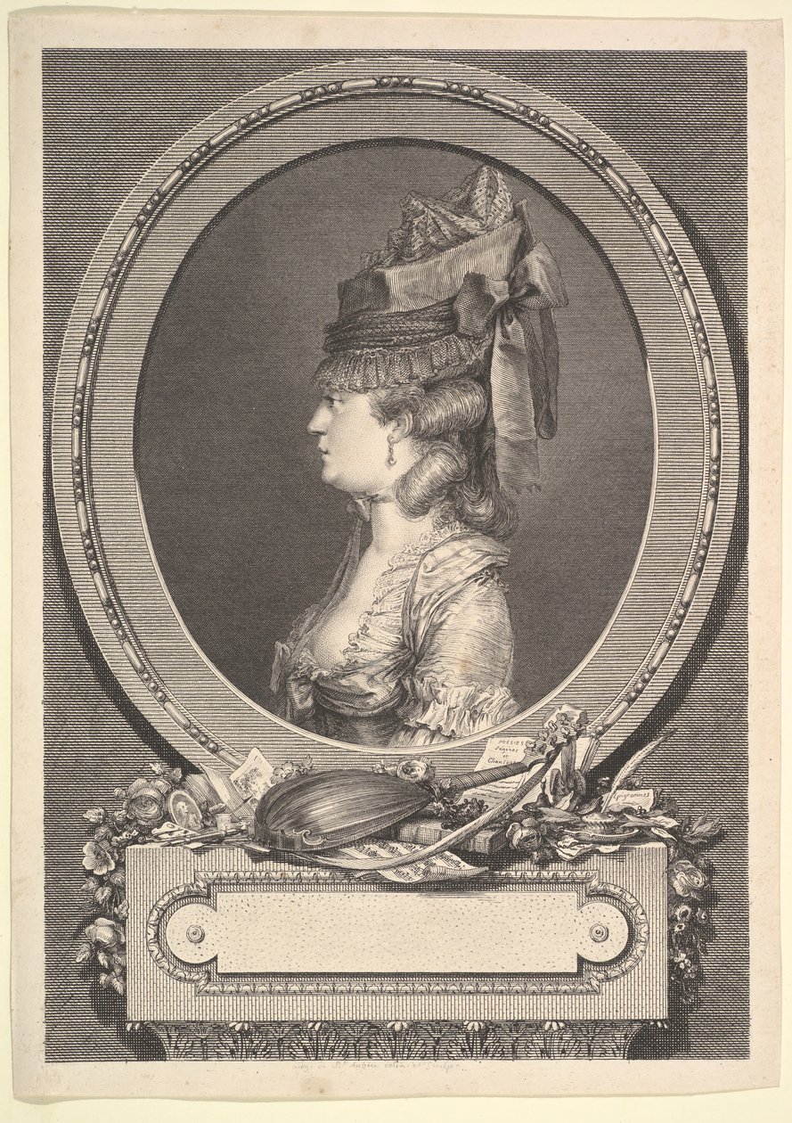 Portrett av Adrienne-Sophie Marquise de ***, 1779. av Augustin de Saint Aubin