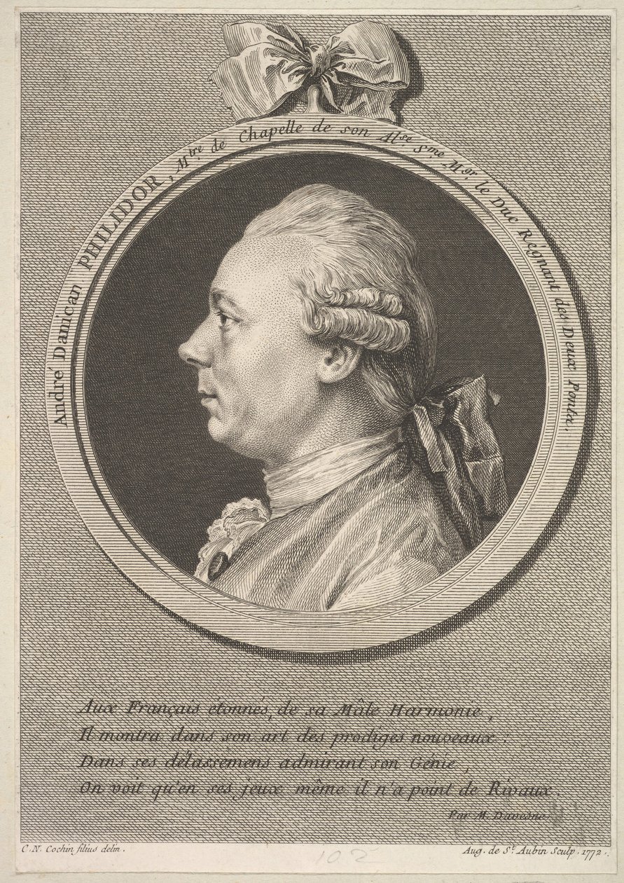 Portrett av André Danican Philidor, 1772. av Augustin de Saint Aubin
