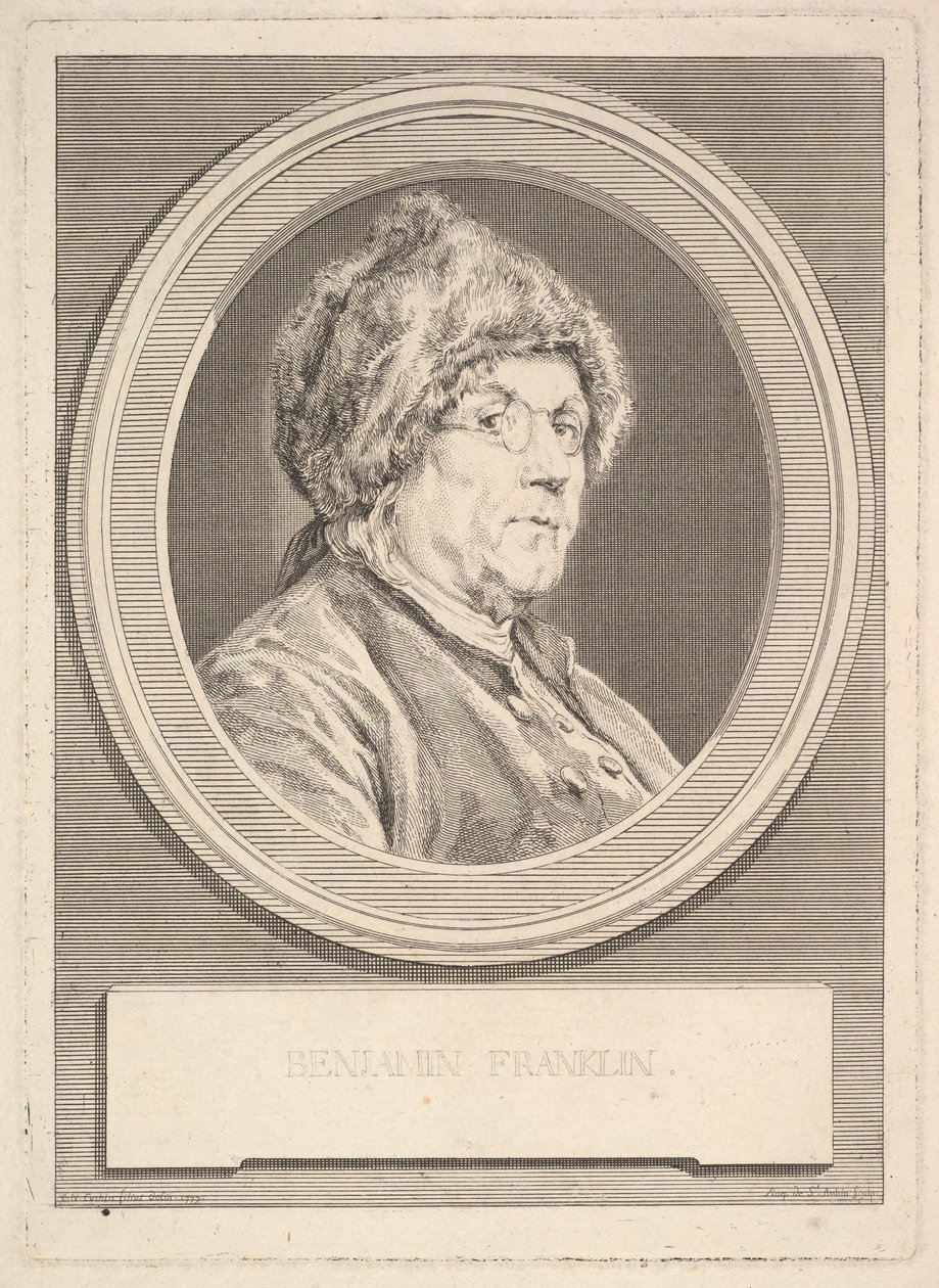 Portrett av Benjamin Franklin, 1777. av Augustin de Saint Aubin