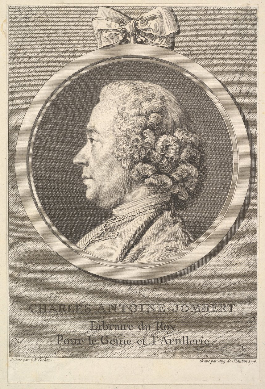 Portrett av Charles-Antoine Jombert, 1770. av Augustin de Saint Aubin