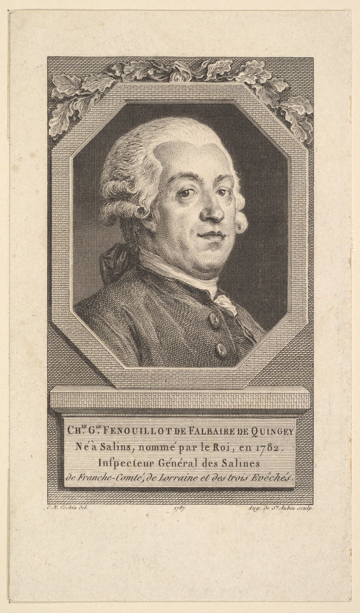 Portrett av Charles George Fenouillot de Falbaire de Quingey, 1787. av Augustin de Saint Aubin