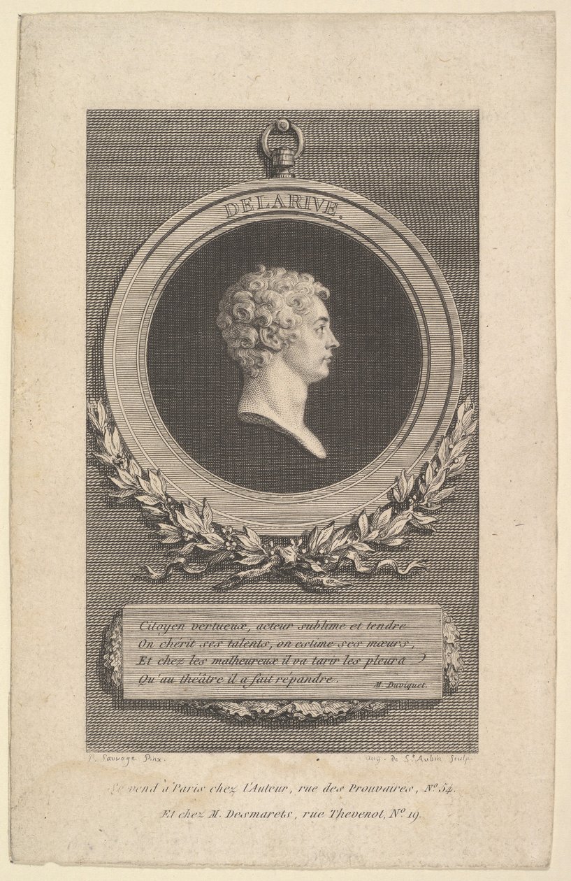 Portrett av De Larive, 1785. av Augustin de Saint Aubin