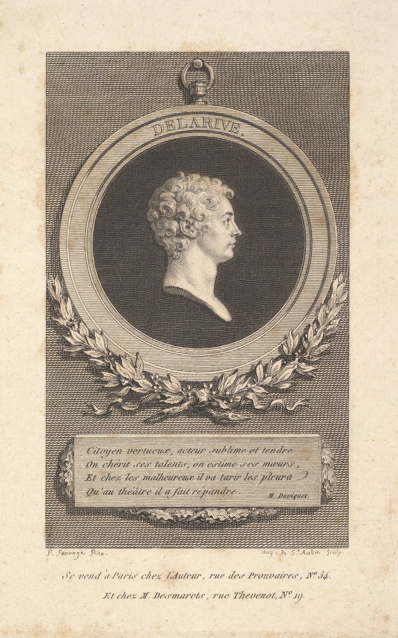 Portrett av De Larive, 1785. av Augustin de Saint Aubin