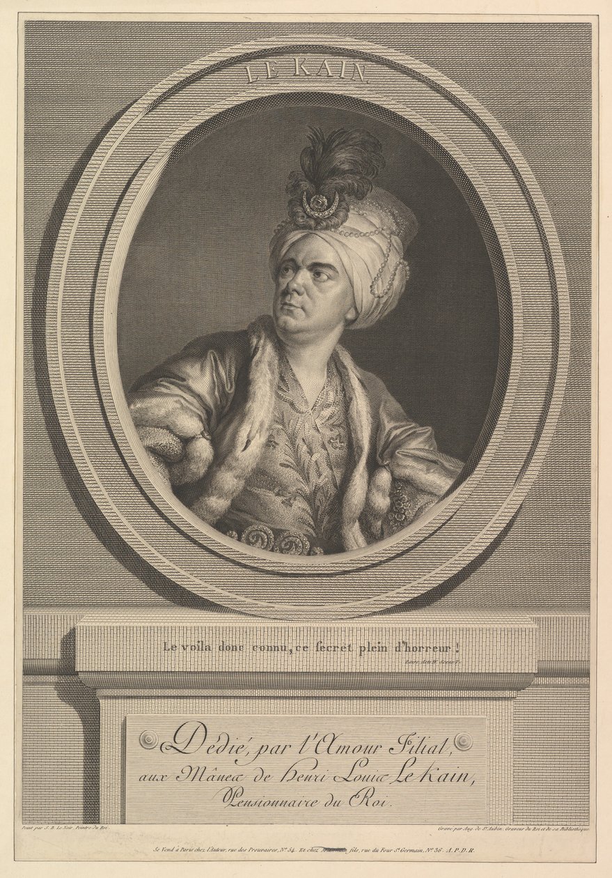 Portrett av Henri-Louis Le Kain, 1788. av Augustin de Saint Aubin